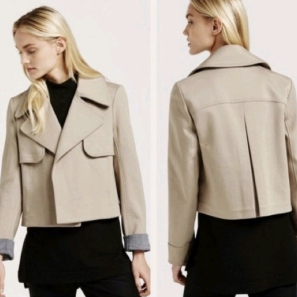 Kit and Ace Last Call Reversible Cropped Trench Jacket Beige Gray Women's M